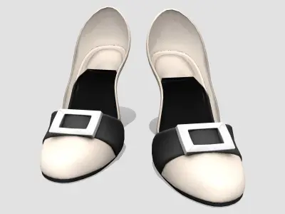 Beige High Heel Sandals Shoes Low-poly 3D model