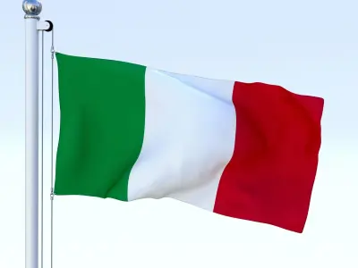 Animated Italy Flag Low-poly 3D model