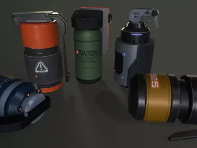 Sci-fi grenades pack set vol 1 Low-poly 3D model