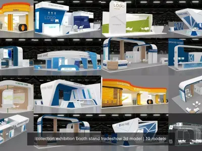 collection exhibition booth stand tradeshow 3d model 3D Model Pack