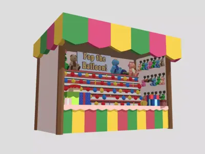 Pop the Balloon Game Station Low-poly 3D model