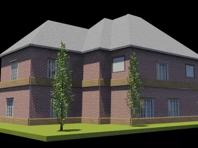 Set 6 Houses Detached with interiors Low-poly 3D model