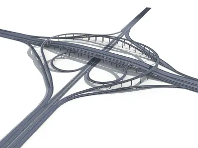 Highway Road Viaduct Flyover-11 3D model