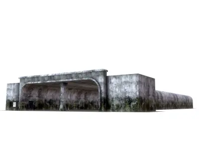 Tunnel with door in middle Low-poly 3D model