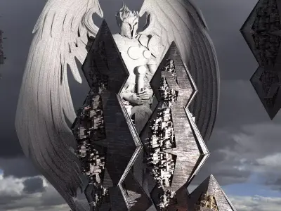 Anubis Gods City Floating Pyramids Kitbash 2 3D model