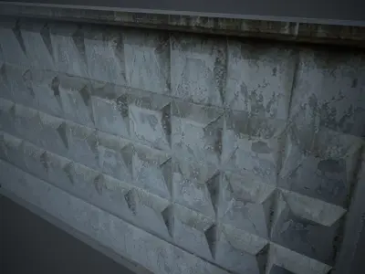 Concrete Soviet Wall Low-poly 3D model