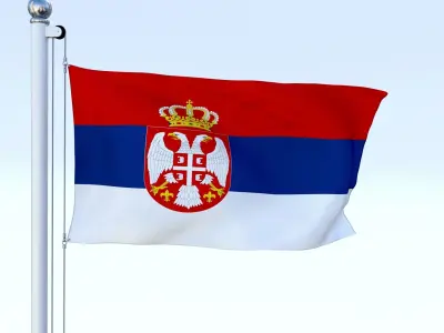 Animated Serbia Flag Low-poly 3D model