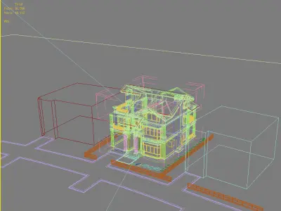 Architecture house with two stories and balcony 3D model