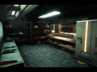 Nova Space Burgers-Cyberpunk Abandoned Restaurant-Bar Low-poly 3D model