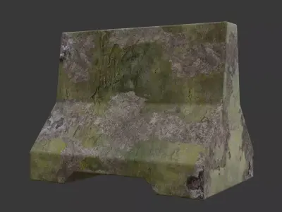 damaged concrete traffic barrier 3D model