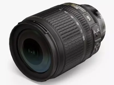 Nikon AF-S DX Nikkor 18-105mm f 3-5 5-6G ED VR Lens Low-poly 3D model