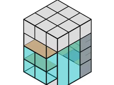 Modular Kiosk design in Minimalist style 6 feet by 6 feet  3D model