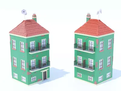 Italian Building number 3 Lowpoly Low-poly 3D model