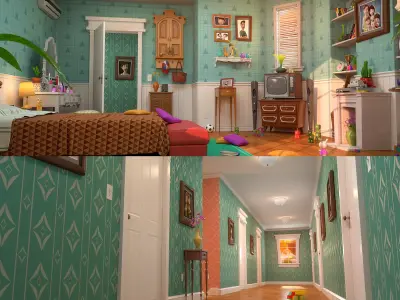 Cartoon Corridor Bedroom V2 3D model