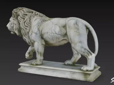 Lion Statue V22 Low-poly 3D model