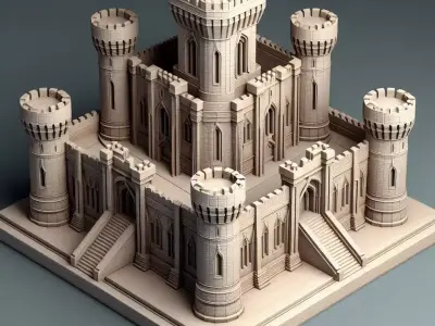 Architectural Medieval Castle Model 3D print model