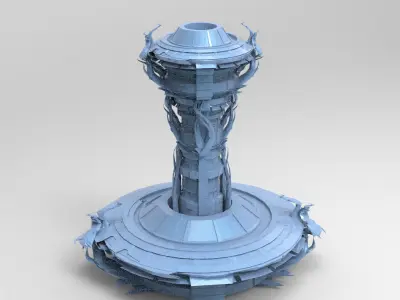Dark weave Sci Fi City platform Low-poly 3D model