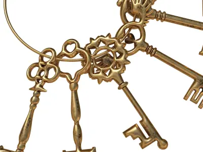 Vintage key ring 04 3D model