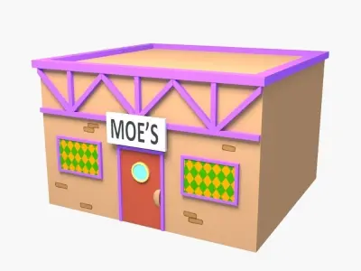 moe s tavern cartoon building 3D model