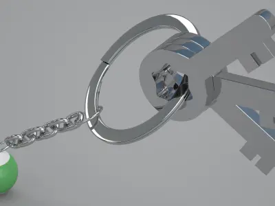 14 Snooker Ball with Keychain 3D model