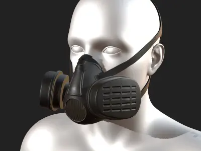 Gas mask helmet 3d model military combat fantasy  Low-poly 3D model