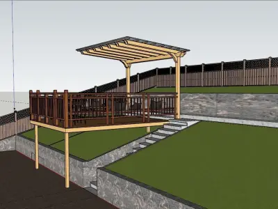 3D Exterior Scene 3D model design patio pergolar 3D model