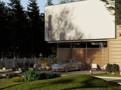 Floating Cubic Minimalist Villa PBR 3D Model 3D model