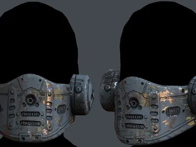 Gas mask helmet 3d model scifi Low-poly Low-poly 3D model 9