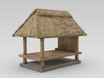 Bale Bengong Kuno A Open Pavilion Resting Hut 3D model