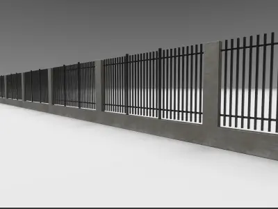 Modular Fence Low-poly 3D model
