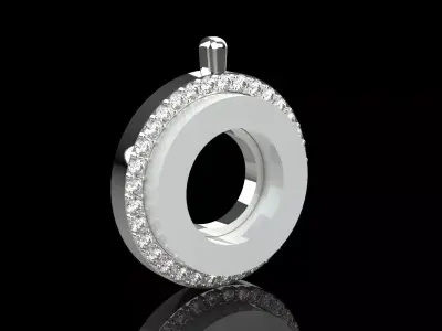 White Gold Diamond Row Circle STL 3dm Pendant Model jp0037 3D print model