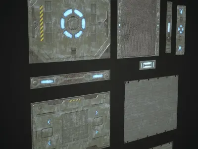 Sci Fi Panels Modular Low-poly 3D model
