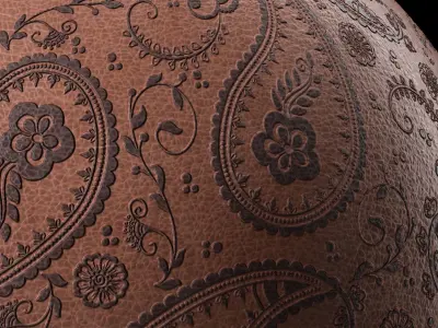 Leather Materials 21- by Ornament Pattern Sbsar Pbr 4k Seamless Texture
