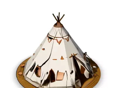 Realistic Native American Teepee Tent Low-poly 3D model