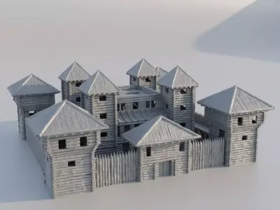 Small Wooden Fort Tabletop Terrain 28 mm 3D print model