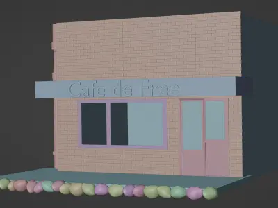 Snowy cafe basemesh free Free low-poly 3D model