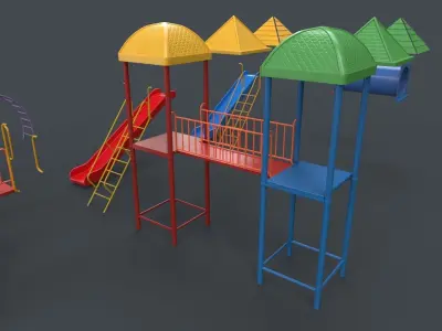 PBR Playground Outdoor Jungle Gym 15 B Low-poly 3D model