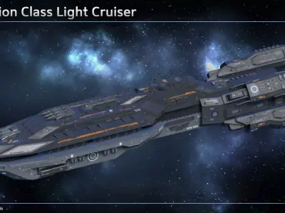 Spaceship Light Cruiser Hyperion Low-poly 3D model