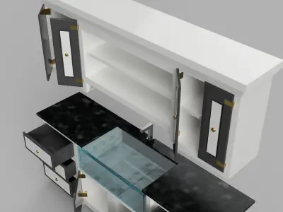 Scaled Dollhouse Kitchen Miniature 3D printable Modern Sink  3D print model