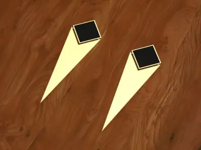 Triangle gold and onyx earring 3D print model