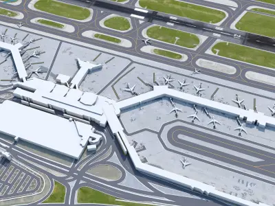 St Louis Lambert Airport 15km Low-poly 3D model
