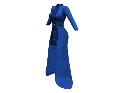 Overdress Gown with Belt Low-poly 3D model
