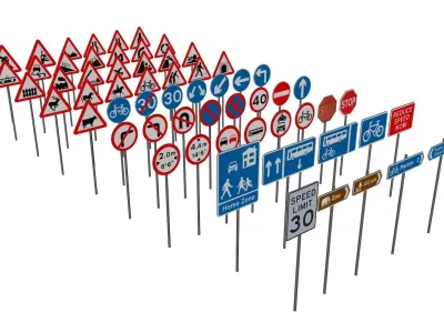 Road Sign Low-poly 3D model