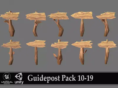 Guidepost Pack 10-19 Low-poly 3D model