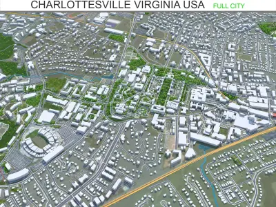 Charlottesville Virginia USA Low-poly 3D model