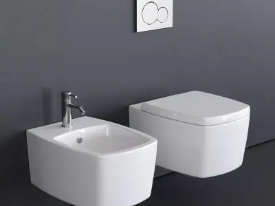 GALASSIA WC SA02 Wall Hung bidet and toilet art 8970 art 8971 Low-poly 3D model