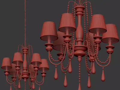 Chandelier Loft designe 1151 with lampshades 3D model