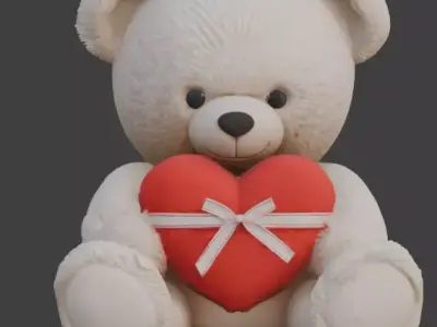 Valentine s Day Teddy Bear 3D Model Low-poly 3D model