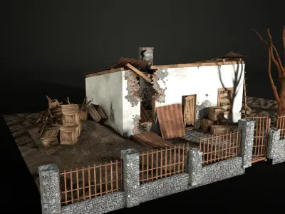 Enviro Building Burnt House Game Asset Low-poly 3D model