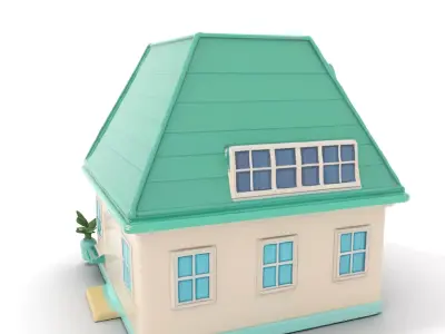 Mint Green Cottage model pack Low-poly 3D model